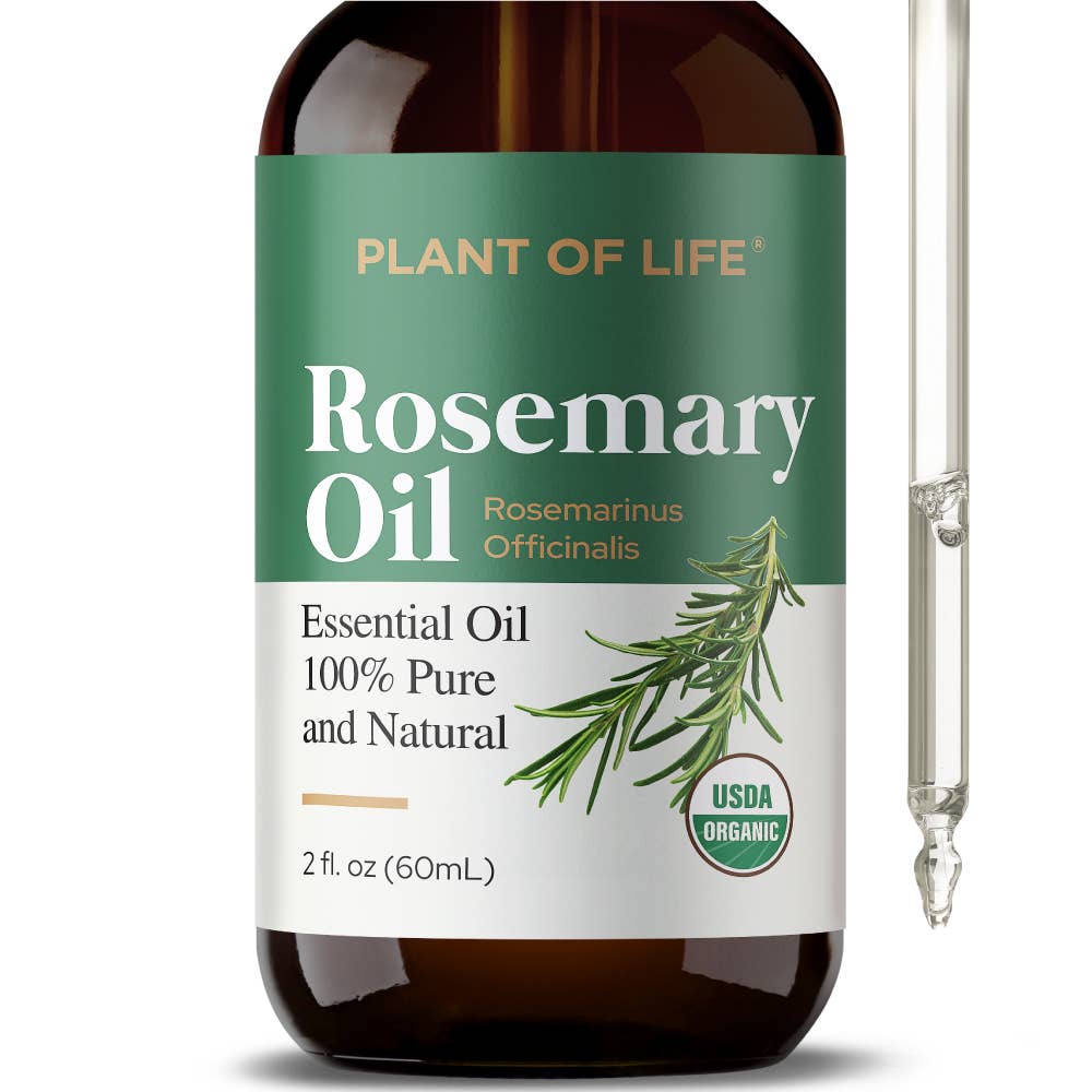 Plant of Life - Rosemary Essential Oil for Aromatherapy Hair, Skin, & Nails: 2oz