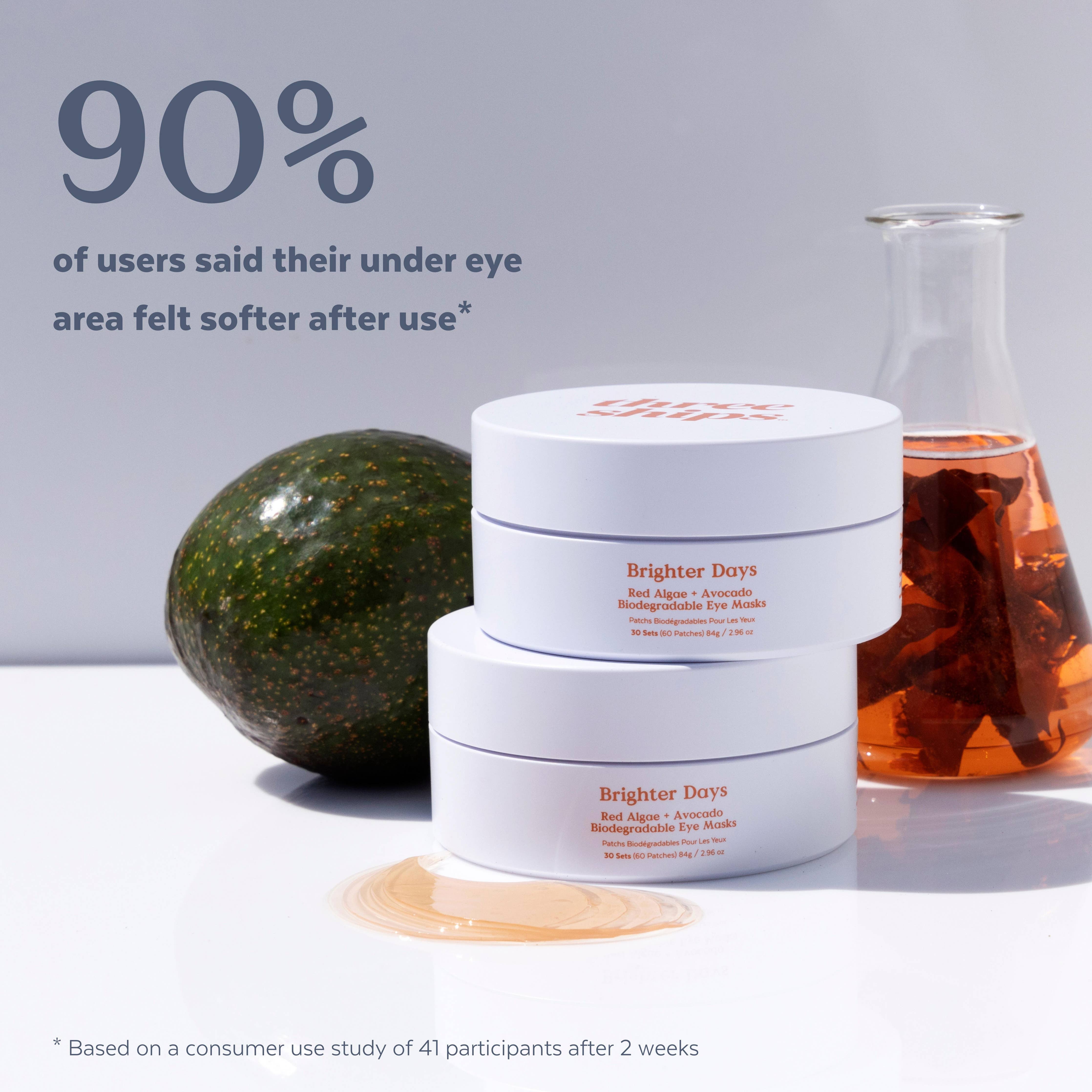 Three Ships - Brighter Days Algae/Avocado Biodegradable Eye Mask (30 sets)