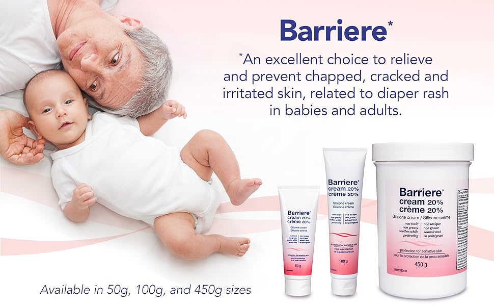 Barriere Silicone Skin Cream, Moisture Barrier Cream for Dry Skin, Eczema, Chafing, Incontinence & Adult Diaper Rash, 450g