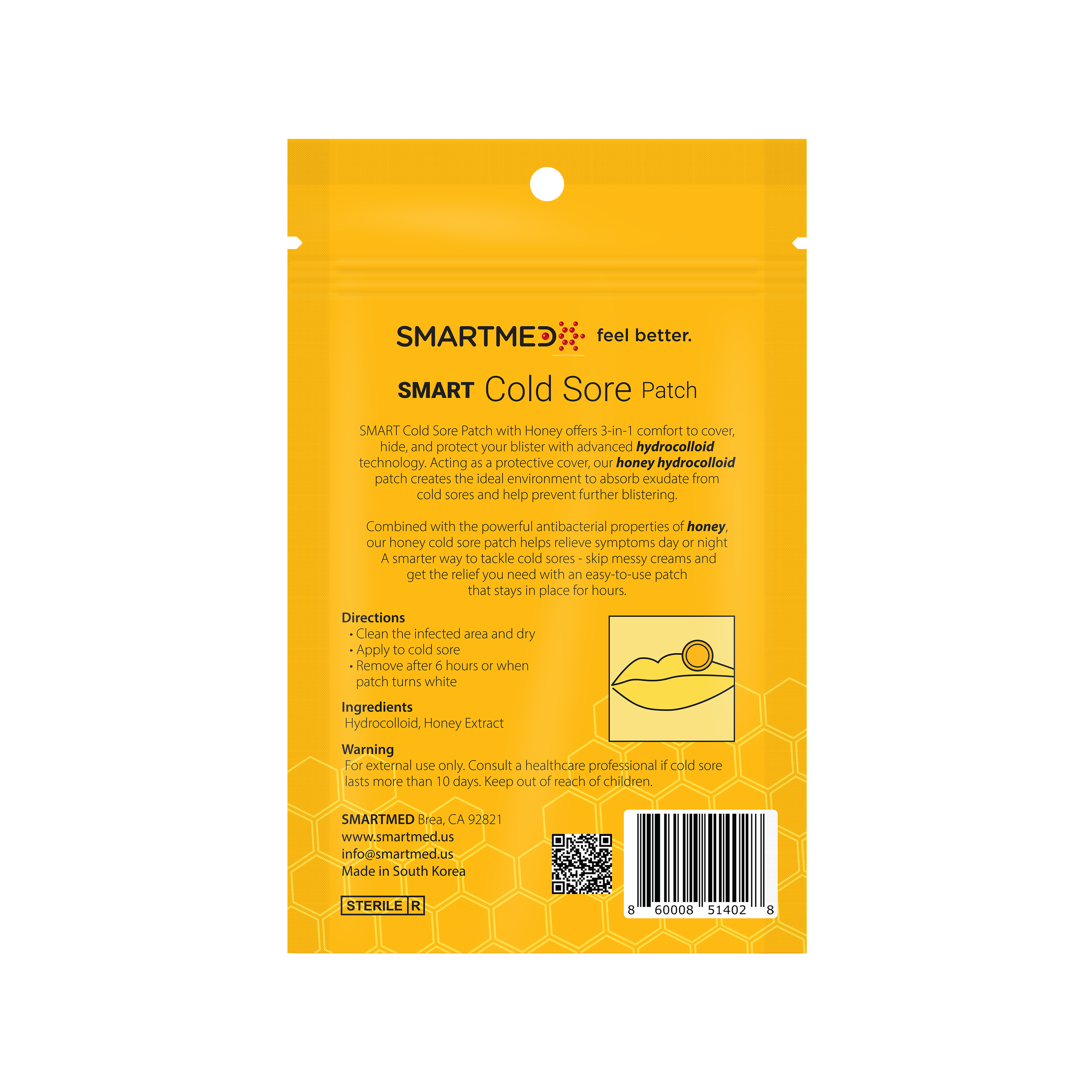 SMARTMED - Smart Cold Sore Treatment Patch with Honey