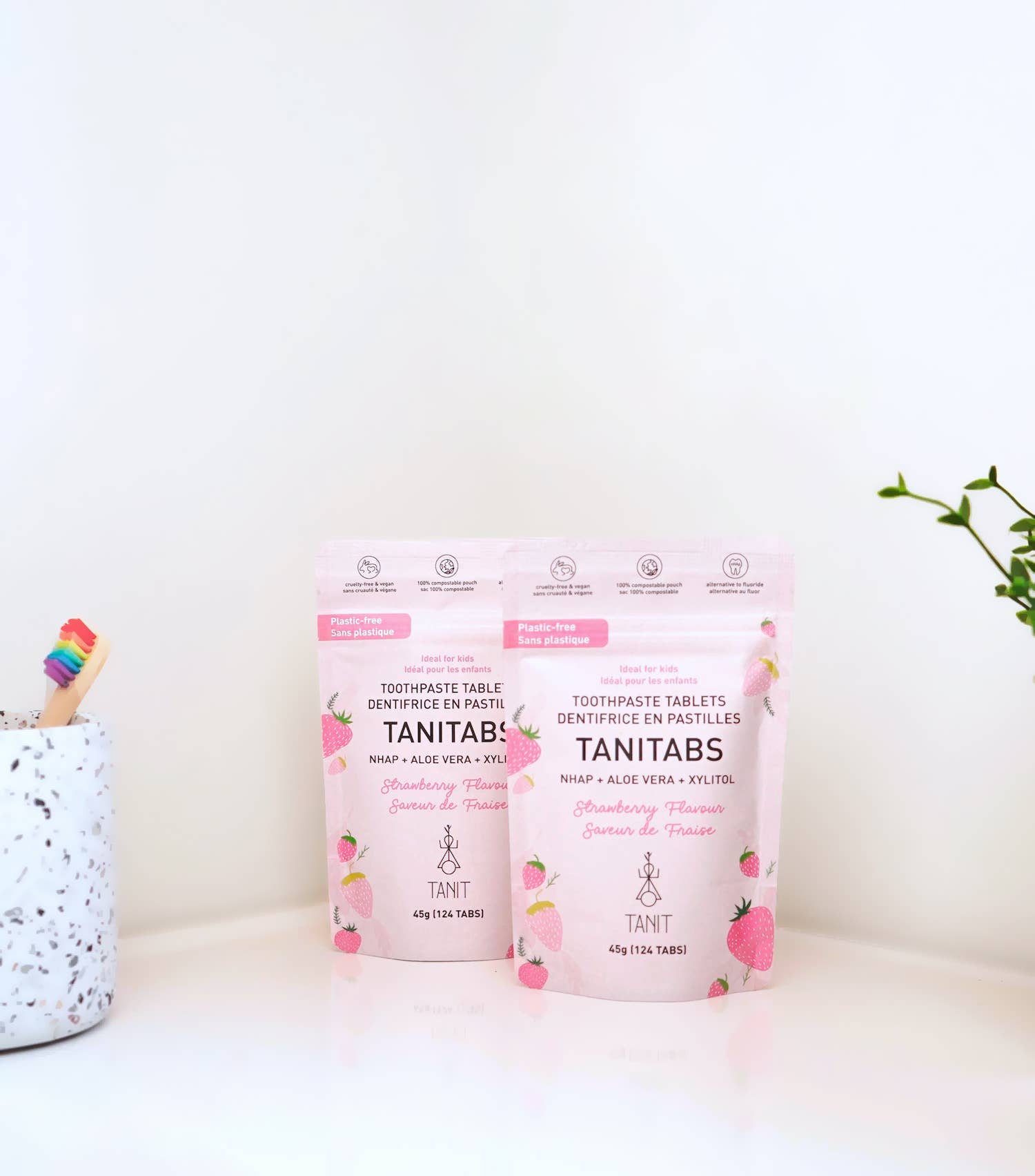 TANIT - Strawberry Toothpaste Tablets - Compostable refill -124 tabs