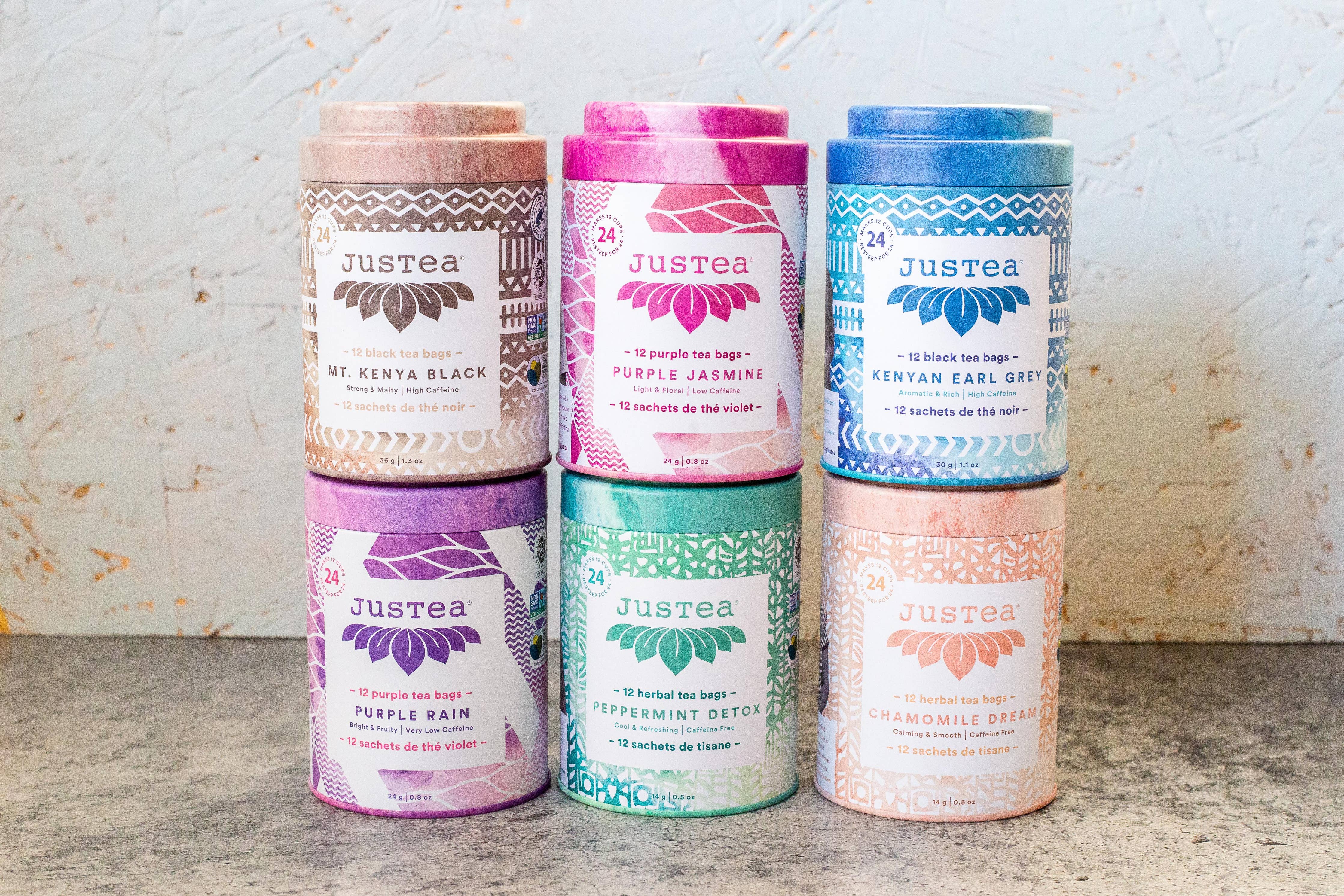 JusTea - Purple Jasmine Tea Bag Tin - Organic, Fair-Trade, Purple Tea