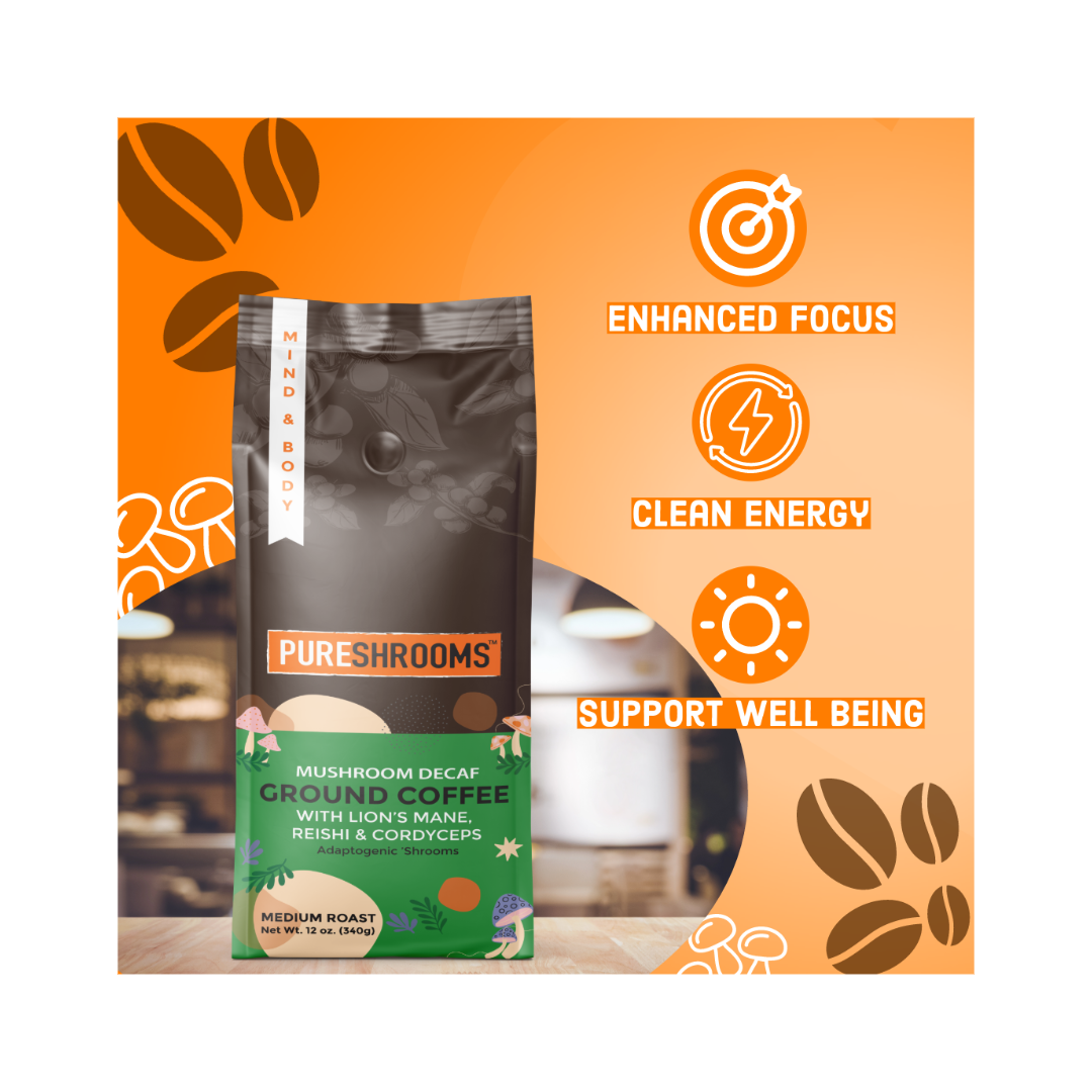 PureShrooms Inc. - PureShrooms Swiss Water Decaf Mushroom Ground Coffee
