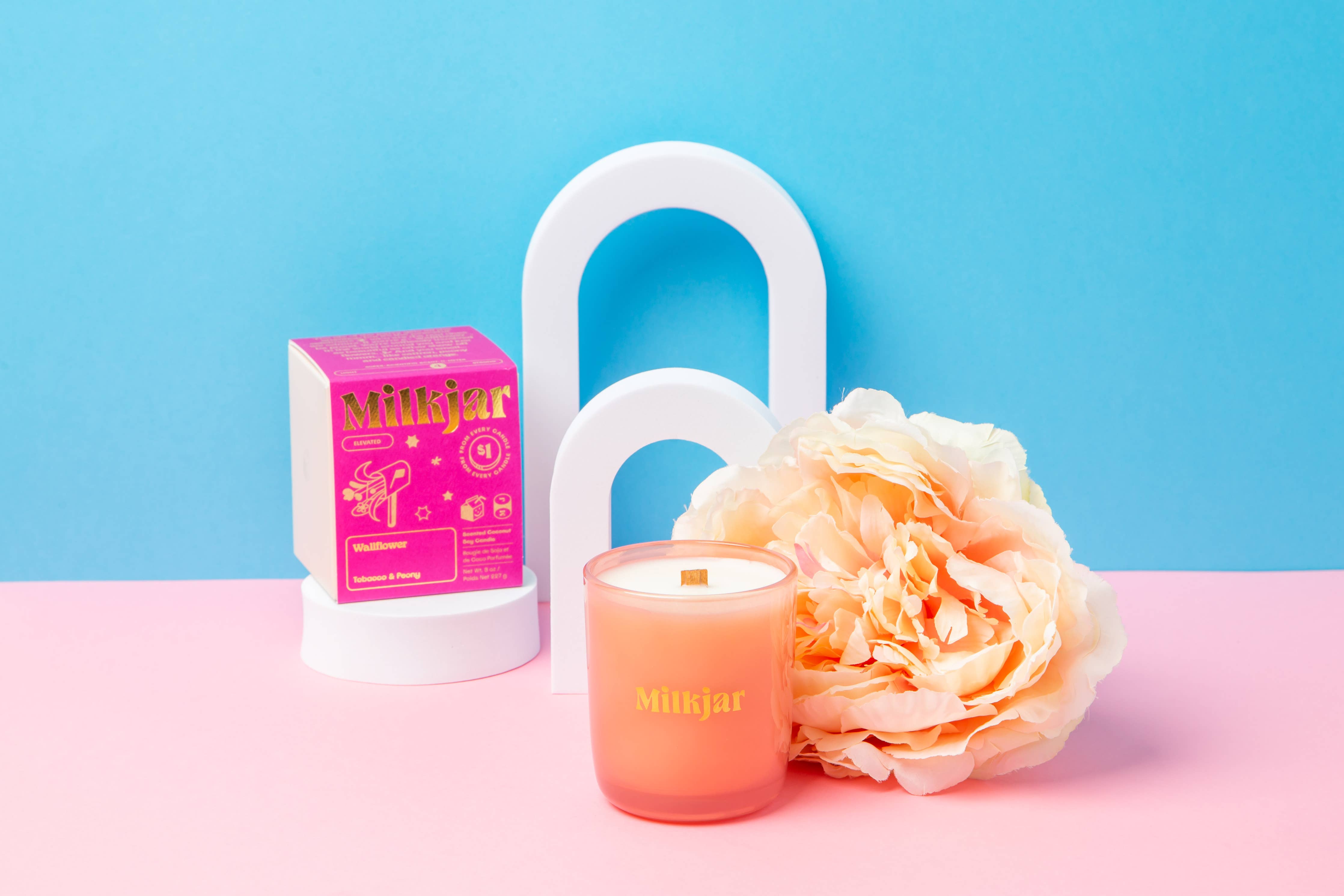 Milk Jar Candle Co. - Wallflower - Tobacco & Peony Coconut Soy Candle