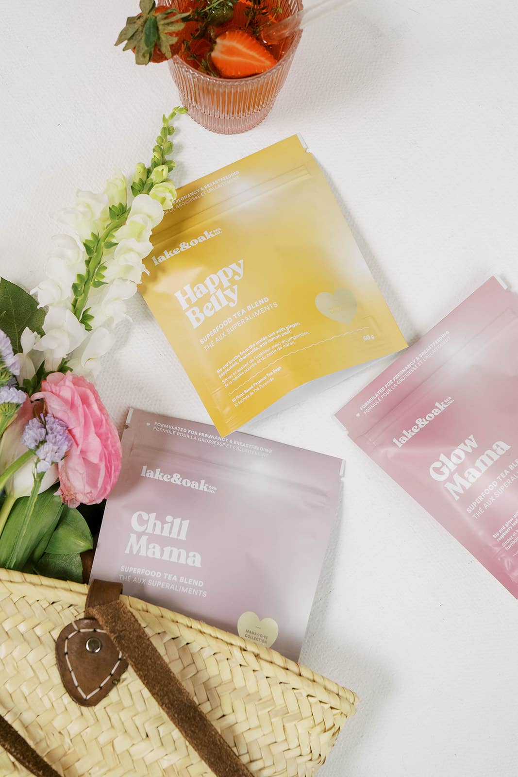 Lake & Oak Tea Co. - Happy Belly - Mama To Be Tea Collection: Plant-Based Pyramid Tea Bags - Retail Pouch