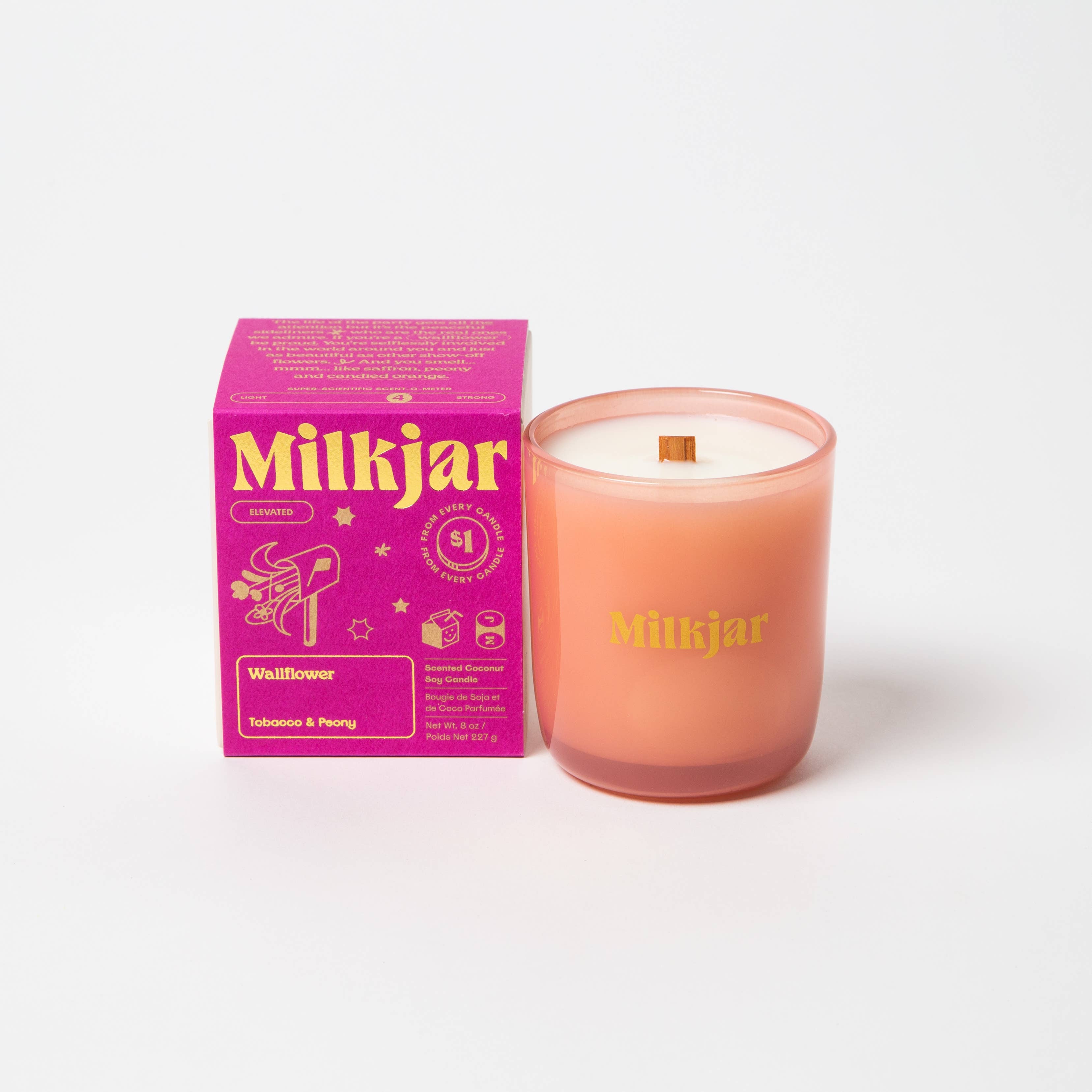 Milk Jar Candle Co. - Wallflower - Tobacco & Peony Coconut Soy Candle