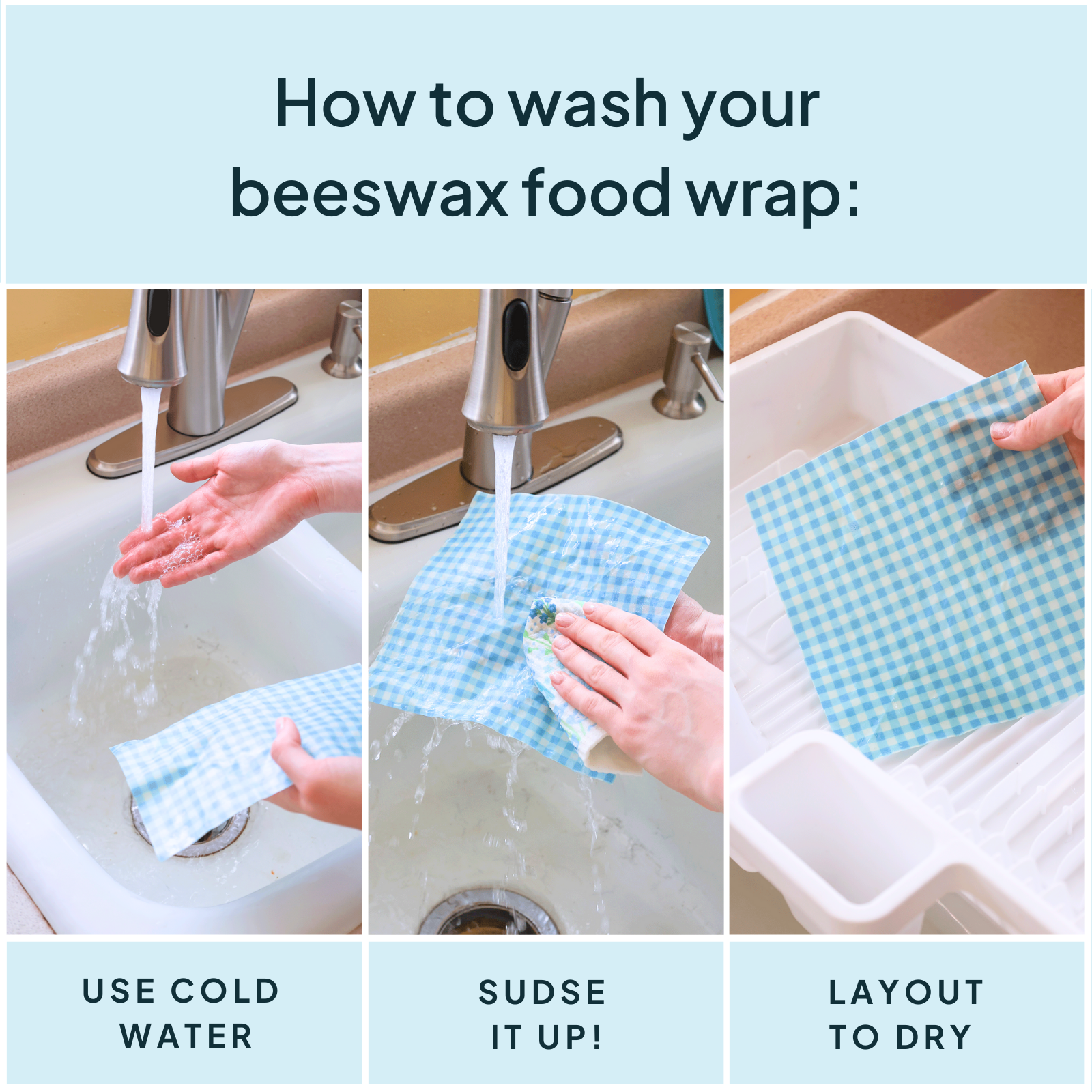 NATURE BEE - Beeswax Wrap Variety Set - Blue