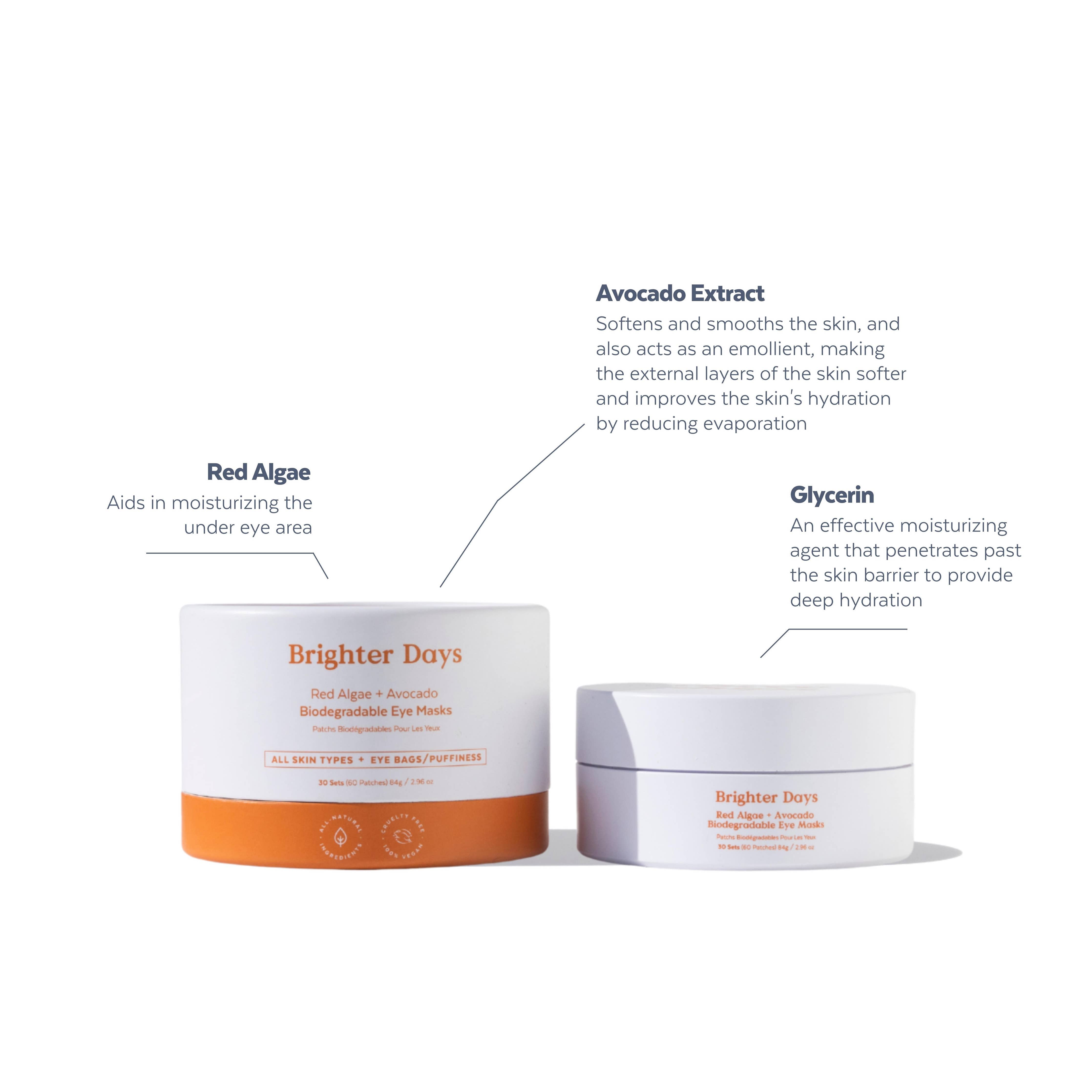 Three Ships - Brighter Days Algae/Avocado Biodegradable Eye Mask (30 sets)