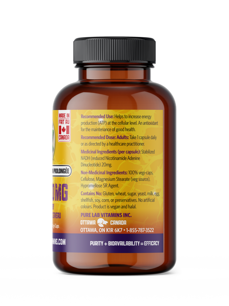 Pure Lab Vitamins NADH Slow Release 20mg