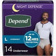 Depend Night Defense Adult Incontinence Underwear for Men, Overnight, L, 16 Count
