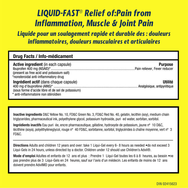 Advil Arthritis Pain Ibuprofen Capsules 400 mg 45 Long Lasting Liqui-Gels