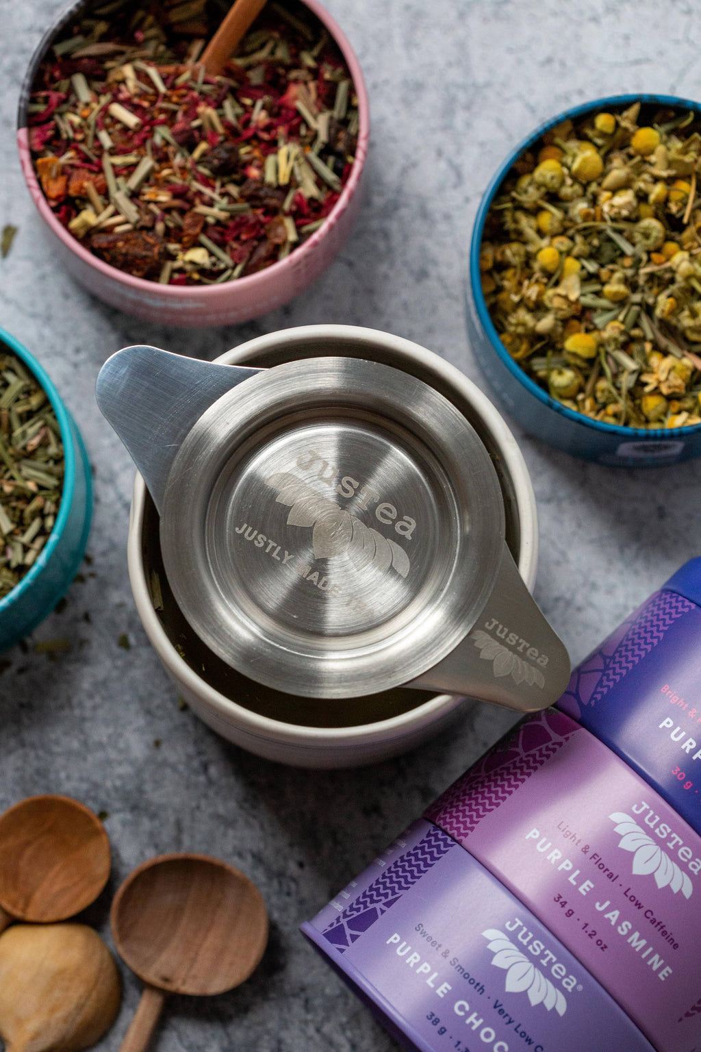 JusTea - Tea Infuser with Dual-use Coaster Lid - Tea Steeper Strainer