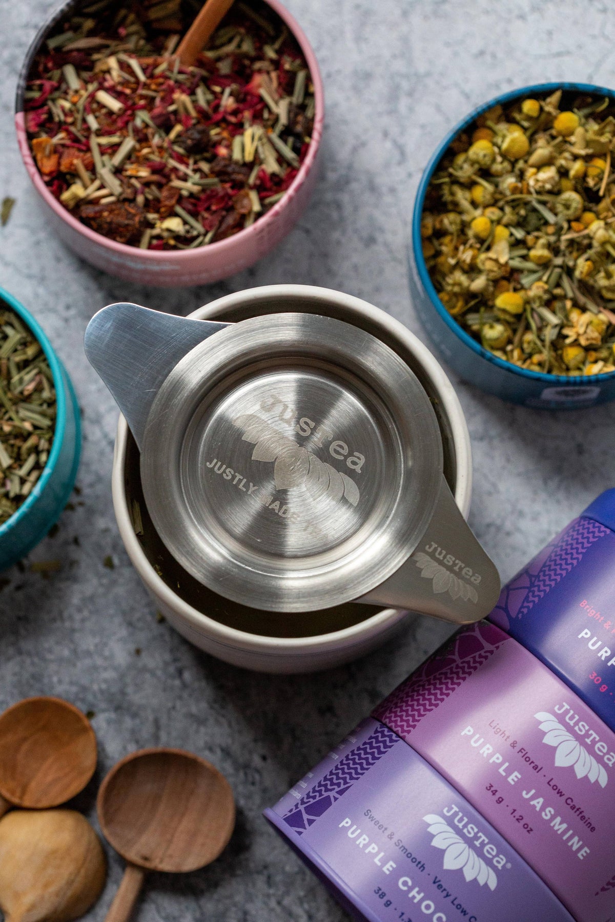 JusTea - Tea Infuser with Dual-use Coaster Lid - Tea Steeper Strainer
