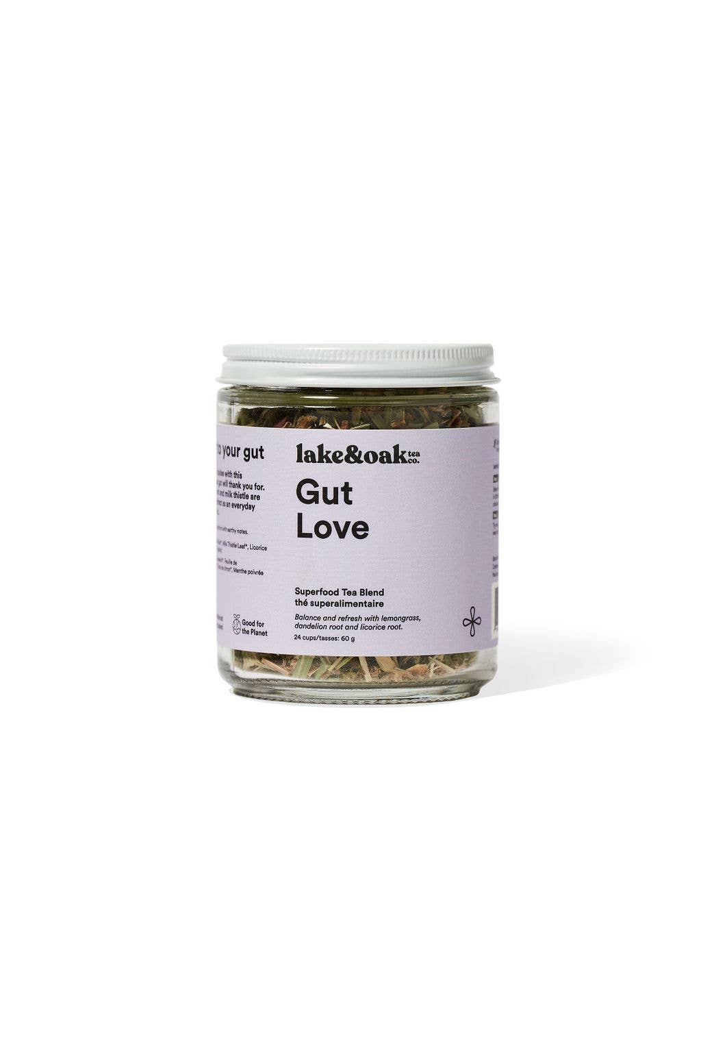 Lake & Oak Tea Co. - Gut Love - Superfood Tea: Plant-Based Pyramid Tea Bags - Pouch
