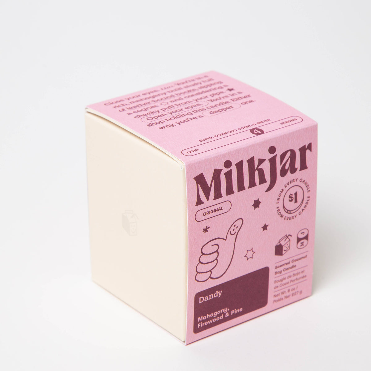 Milk Jar Candle Co. - Dandy - Mahogany, Firewood & Pine Coconut Soy 8oz Candle