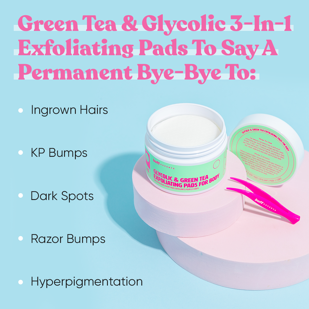 Buff Experts - 🇨🇦 - Glycolic & Green Tea Exfoliating Pads - Treats Ingrown Hairs