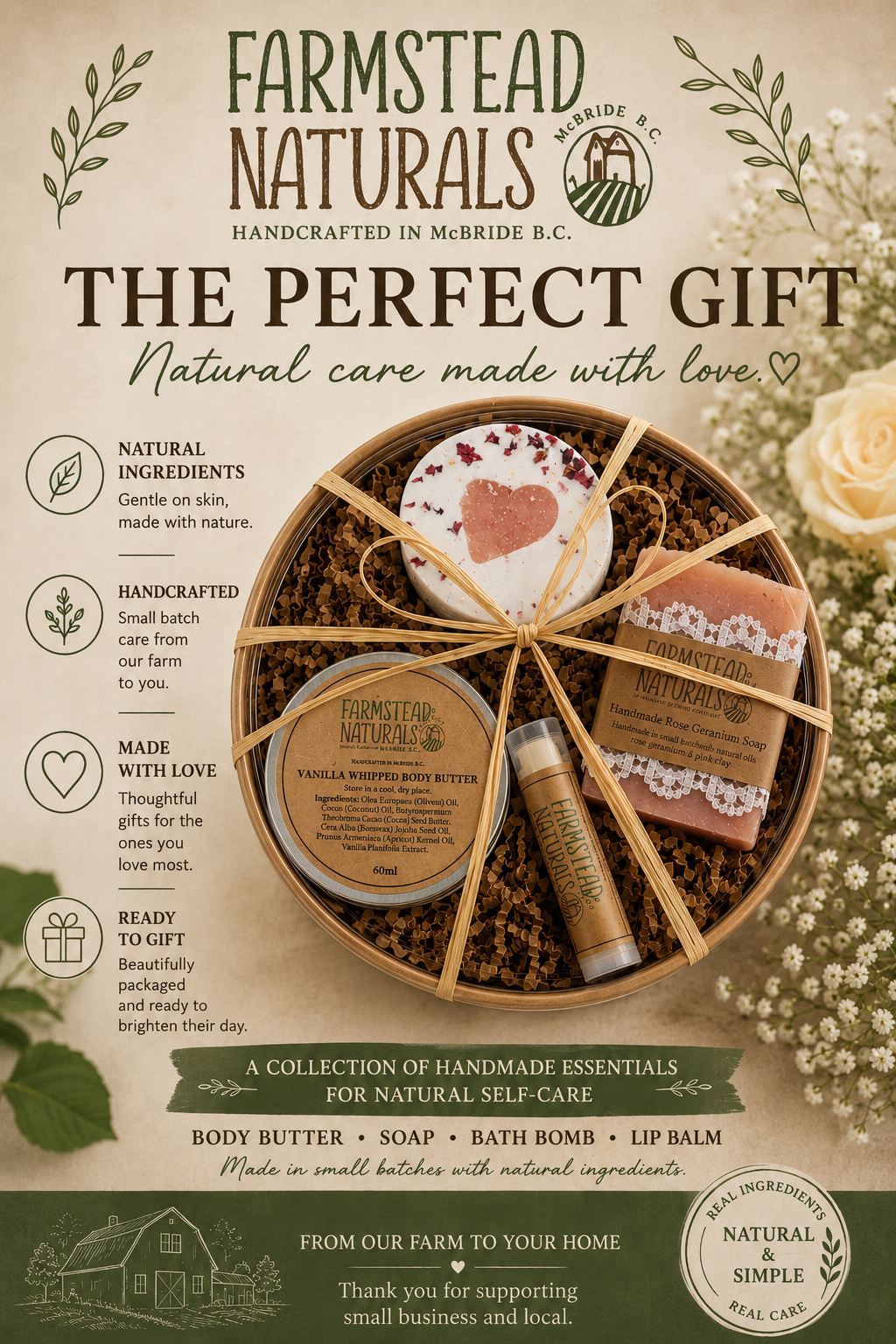Farmstead Naturals - Luxury Handmade Spa Gift Set | Farmstead Naturals: Lavender