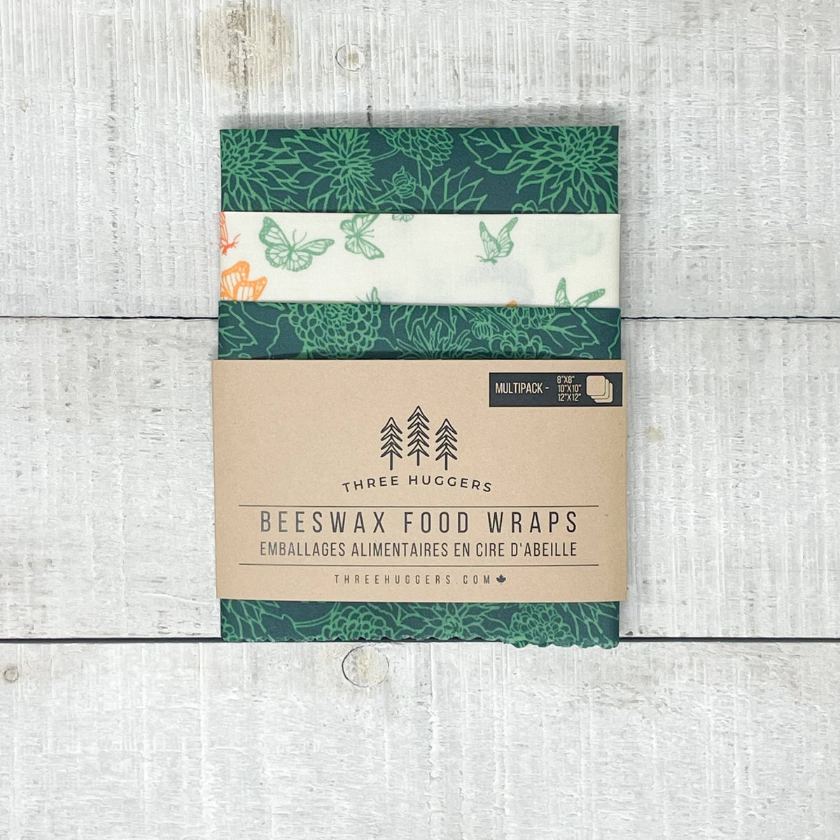 Three Huggers - Beeswax Wraps Multipack - Green Garden