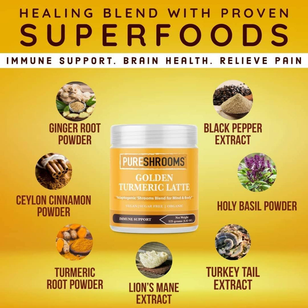 PureShrooms Inc. - PureShrooms Turmeric Latte w/ Lion's Mane & Turkey Tail