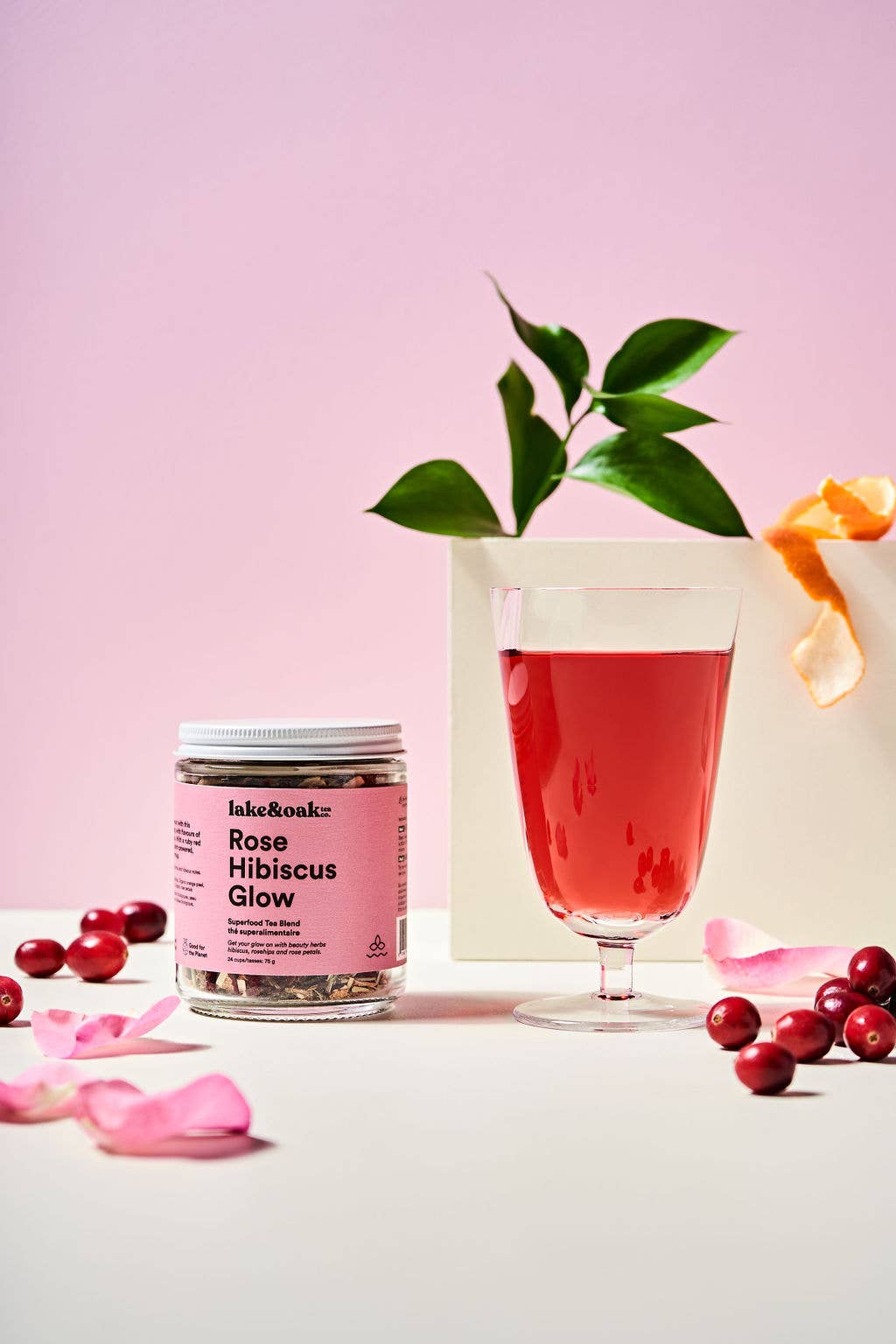 Lake & Oak Tea Co. - Rose Hibiscus Glow - Superfood Tea: Plant-Based Tea Bags - Retail Pouch