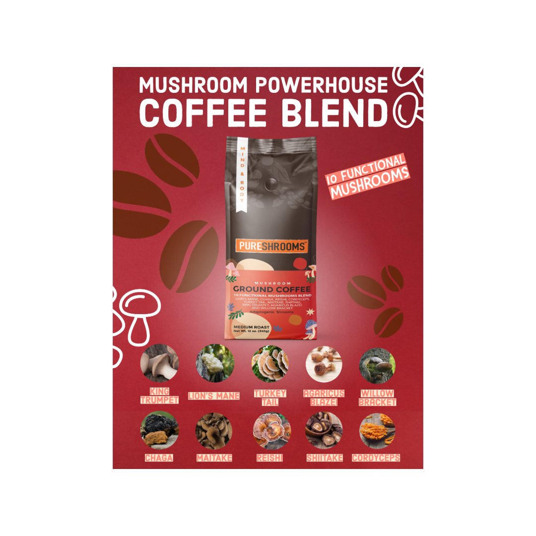 PureShrooms Inc. - PureShrooms Perfect 10 Mushroom Ground Coffee