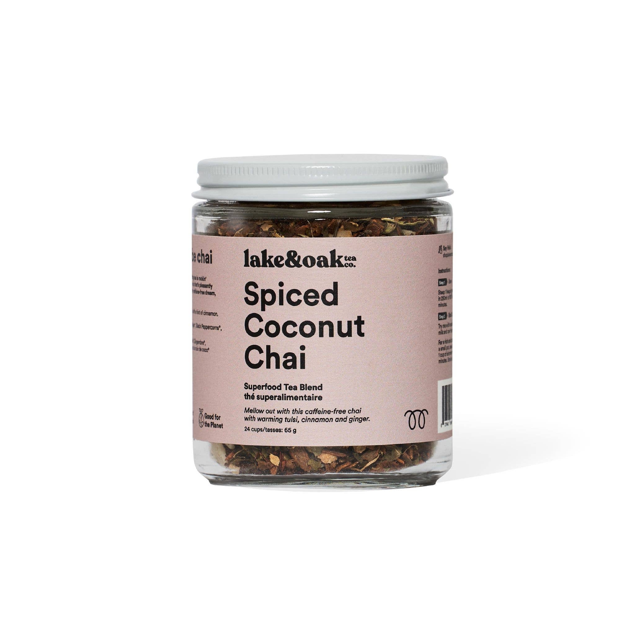 Lake & Oak Tea Co. - Spiced Coconut Chai - Superfood Tea Blend: Plant-Based Pyramid Tea Bags - Retail Pouch