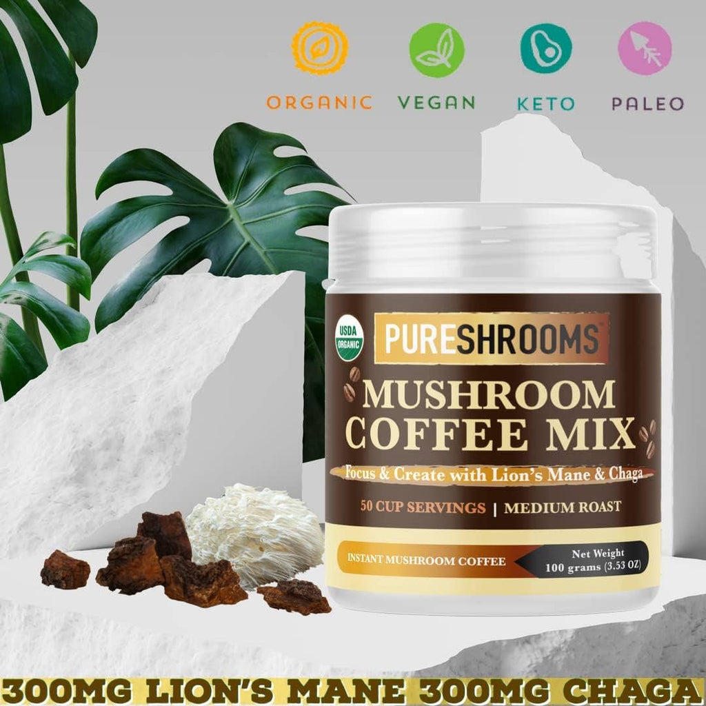 PureShrooms Inc. - Focus & Create Mushroom Coffee | 100grams | 50 Servings