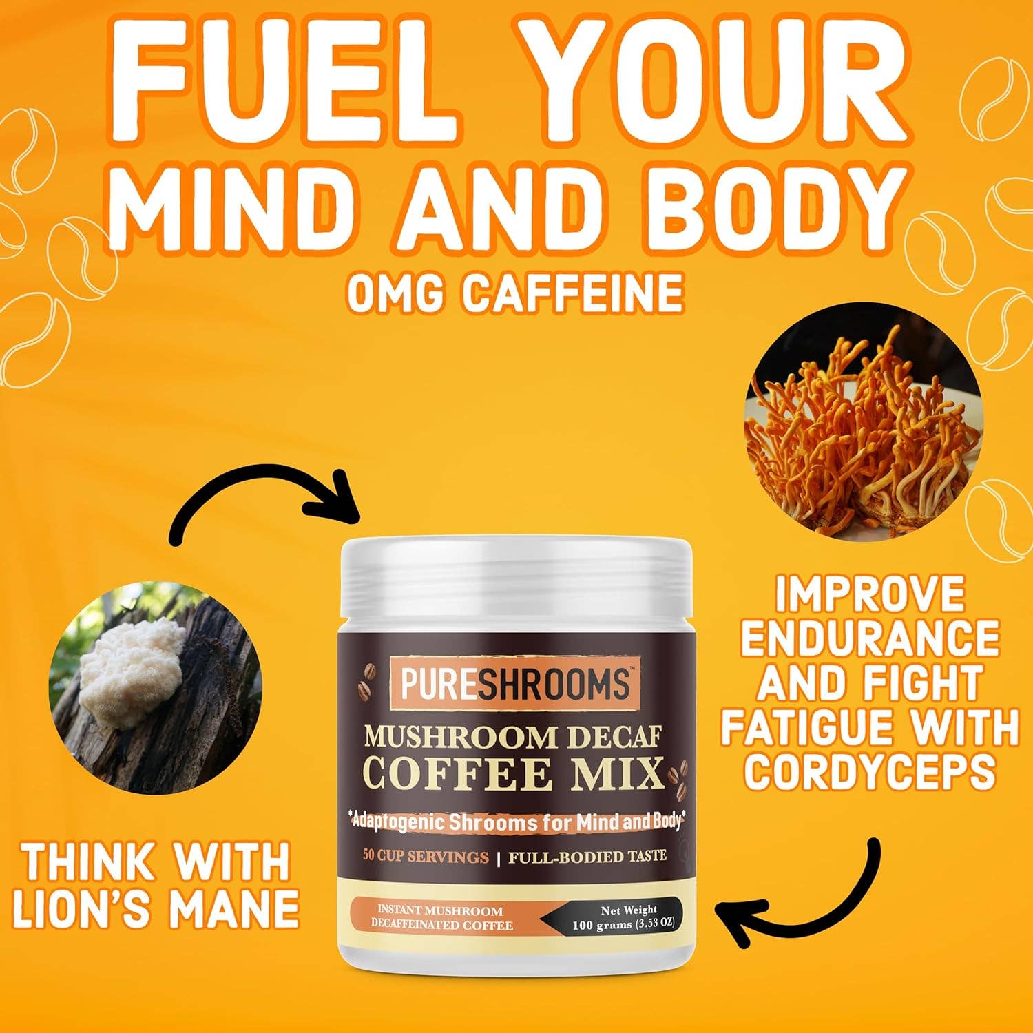PureShrooms Inc. - PureShrooms Mushroom Decaf Coffee w/ Lion’s Mane & Cordyceps