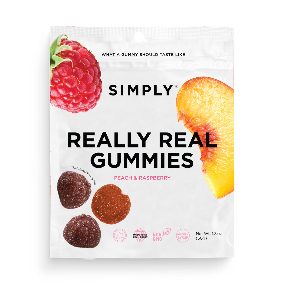 Simply Gum - Really Real Gummies - Peach Raspberry (1.8 oz Bags)