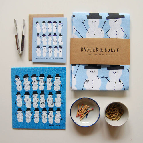 Badger & Burke - Holiday Snowmen Sponge Cloth / Swedish Dishcloth