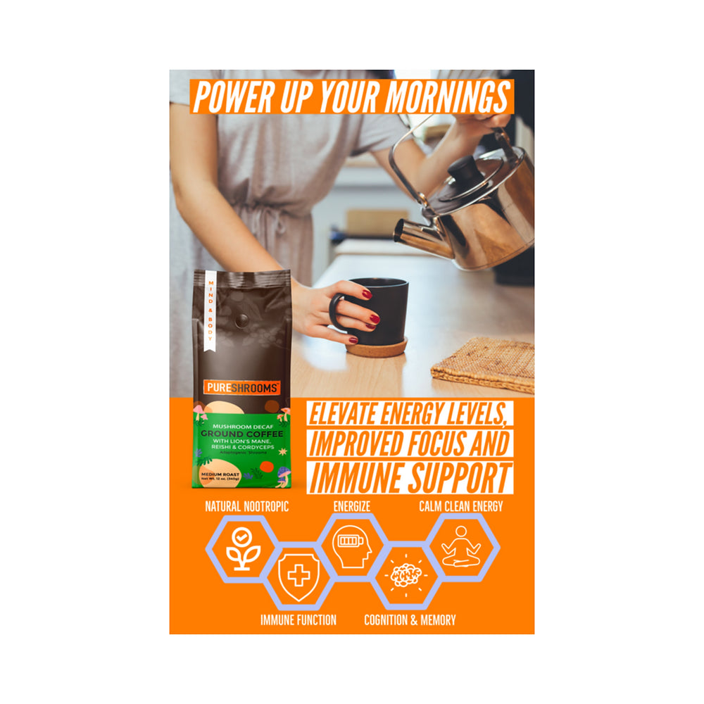 PureShrooms Inc. - PureShrooms Swiss Water Decaf Mushroom Ground Coffee