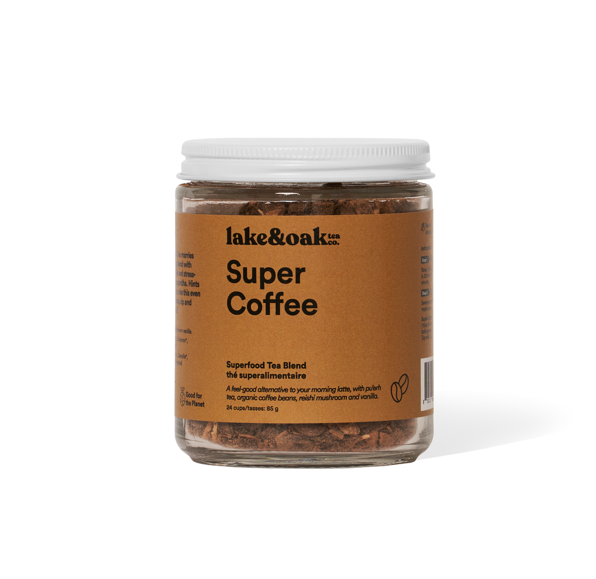 Lake & Oak Tea Co. - Super Coffee -  Superfood Tea Blend: Retail Glass Jar