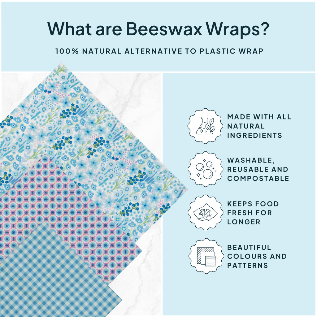 NATURE BEE - Beeswax Wrap Variety Set - Blue