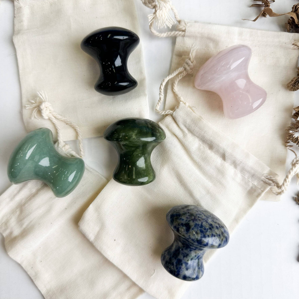 Smile Boutiques - Natural Mushroom Gua Sha Stone: Obsidian