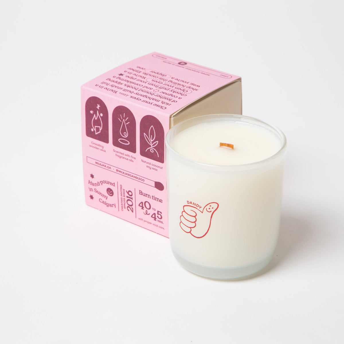 Milk Jar Candle Co. - Dandy - Mahogany, Firewood & Pine Coconut Soy 8oz Candle