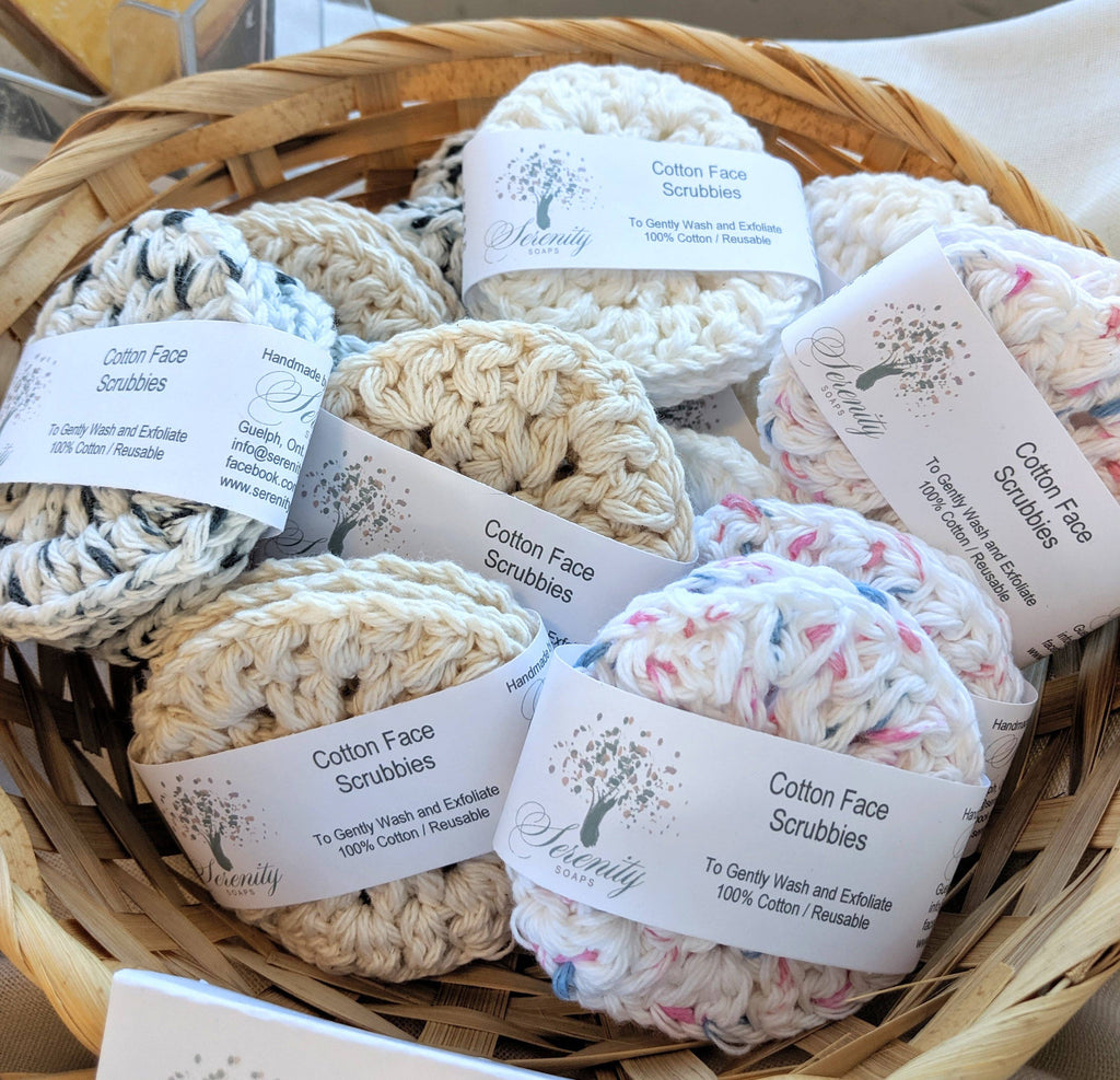 Serenity Soaps - Cotton Face Scrubbies: White