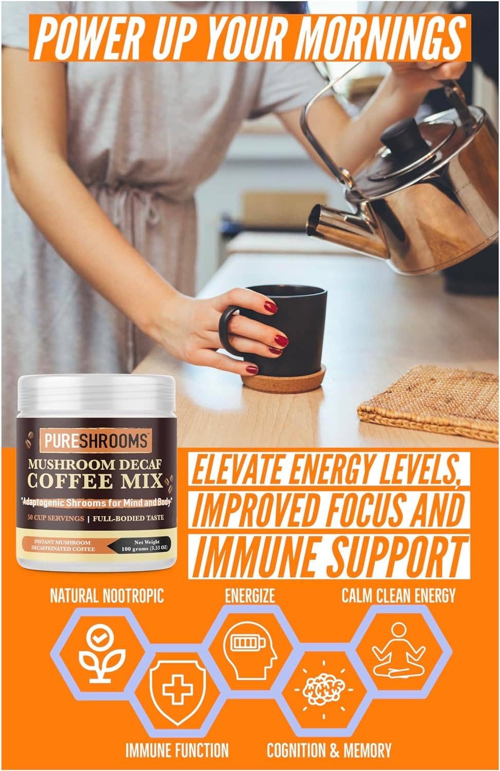 PureShrooms Inc. - PureShrooms Mushroom Decaf Coffee w/ Lion’s Mane & Cordyceps