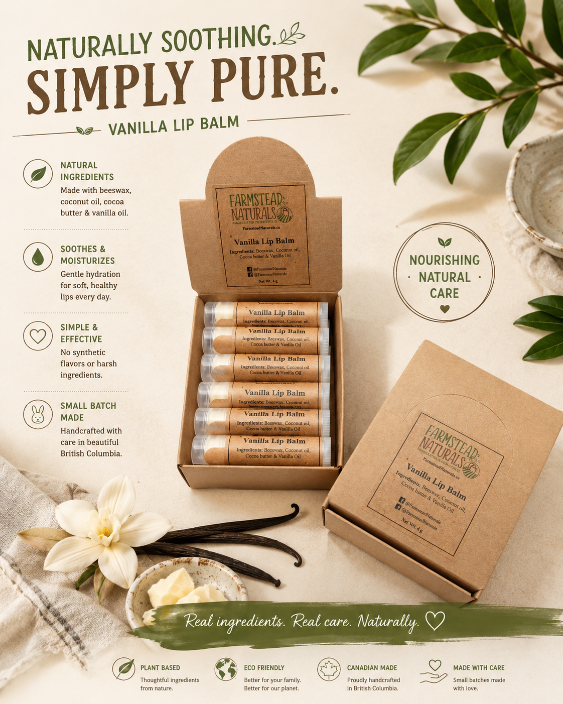 Farmstead Naturals - Natural Lip Balm | Bulk | Farmstead Naturals: Vanilla