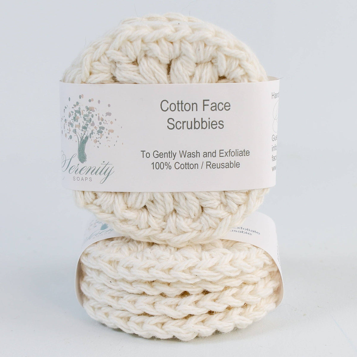 Serenity Soaps - Cotton Face Scrubbies: White