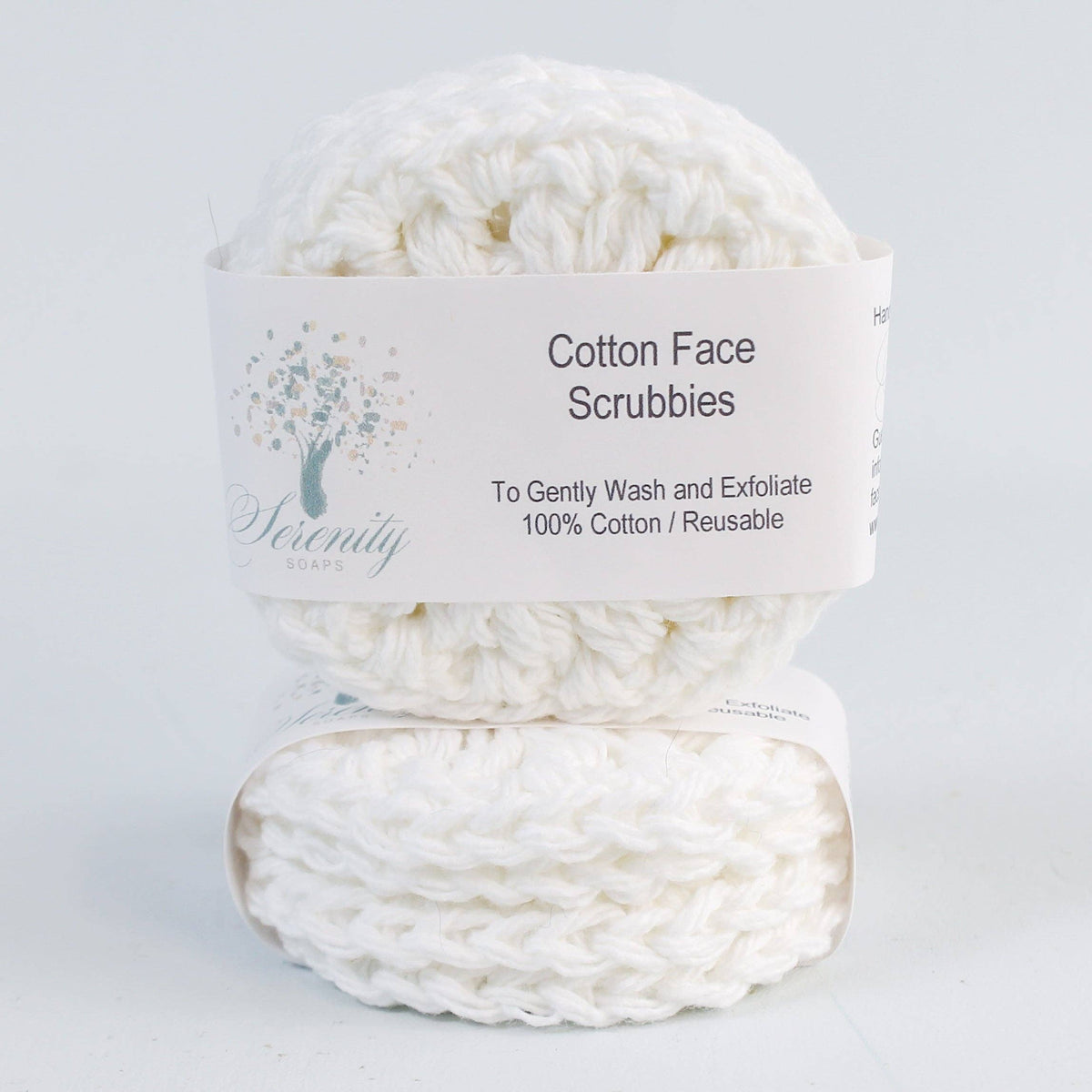 Serenity Soaps - Cotton Face Scrubbies: Black & White