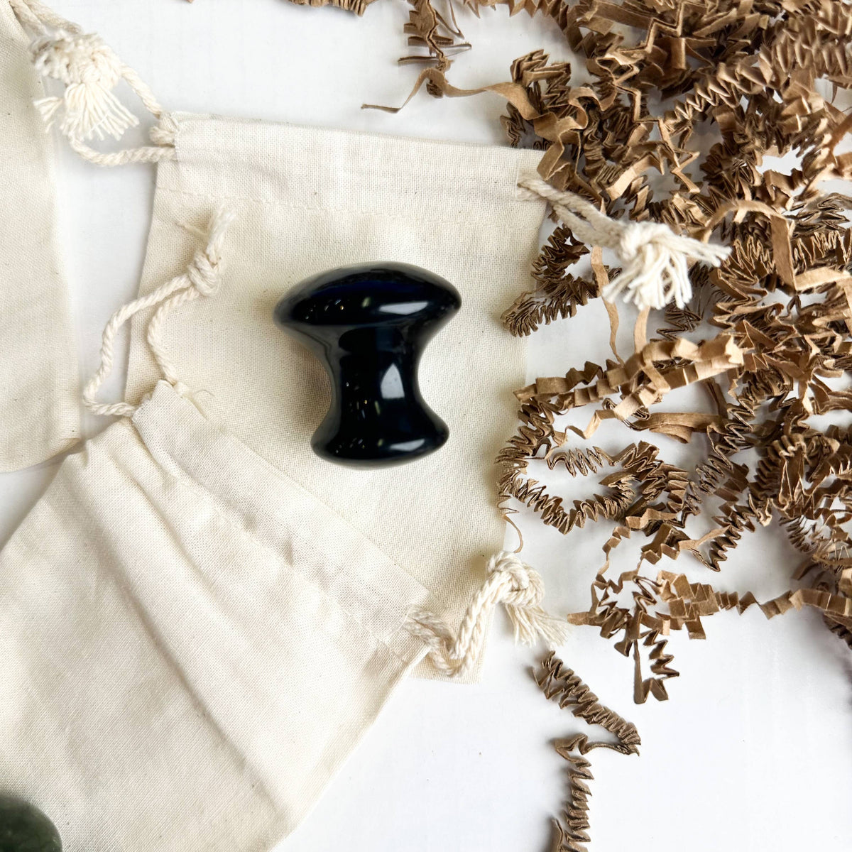 Smile Boutiques - Natural Mushroom Gua Sha Stone: Obsidian