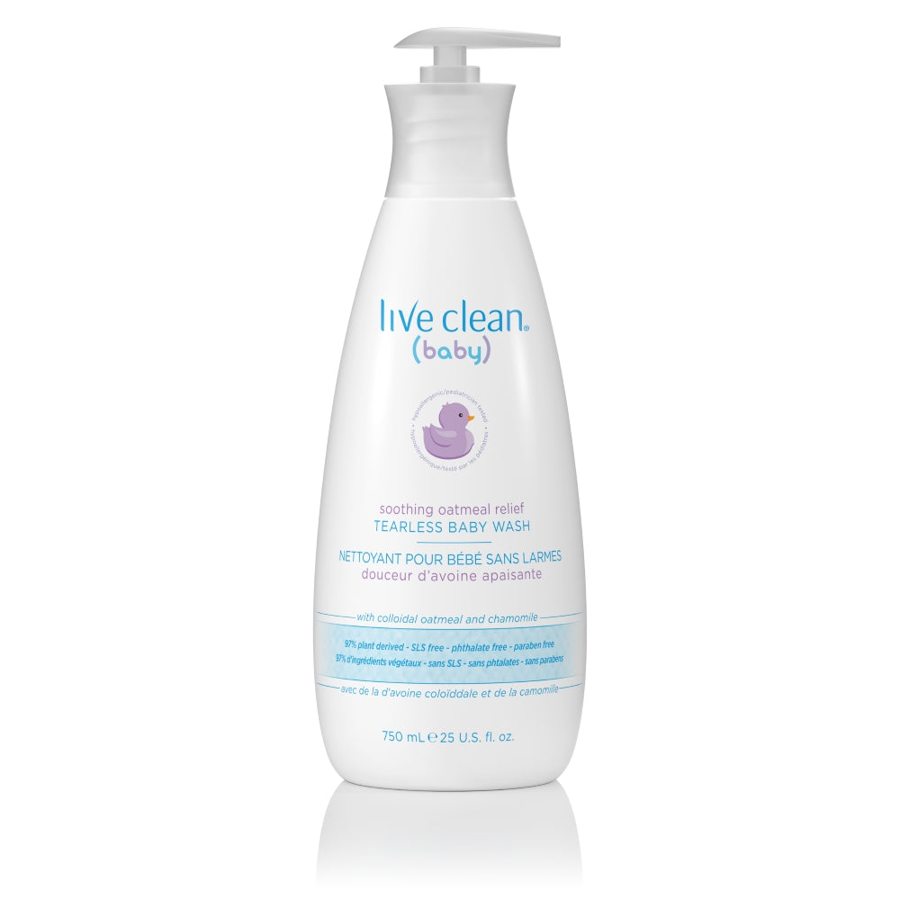 Live Clean Baby Soothing Oatmeal Relief Tearless Baby Wash, 750 mL, Tearless Wash