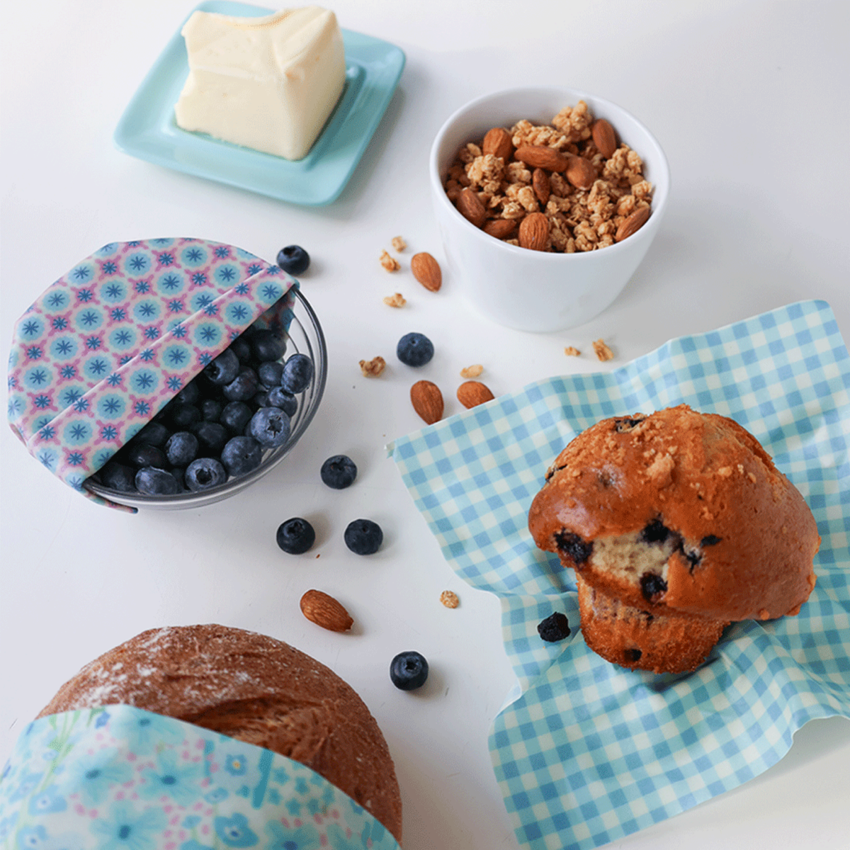 NATURE BEE - Beeswax Wrap Variety Set - Blue