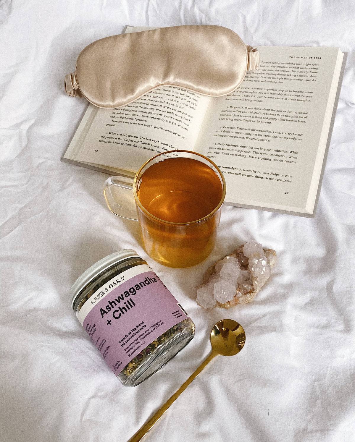 Lake & Oak Tea Co. - Ashwagandha + Chill - Superfood Tea Blend: Plant-Based Pyramid Tea Bags - Retail Pouch