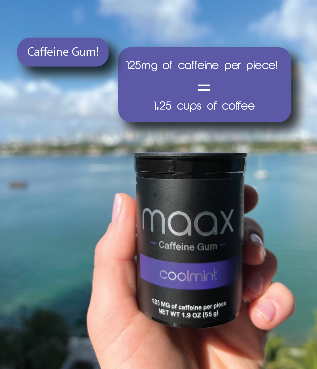 Maax Caffeine Gum | 125mg per piece | 25 pieces per bottle