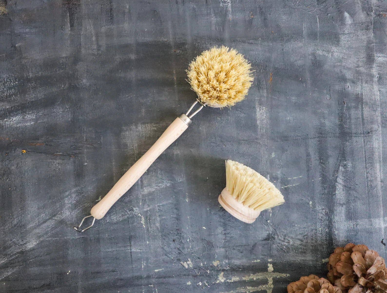 Plantish - Sisal Dish Brush Refill (Brush Head Only): 3 Refills / Bamboo