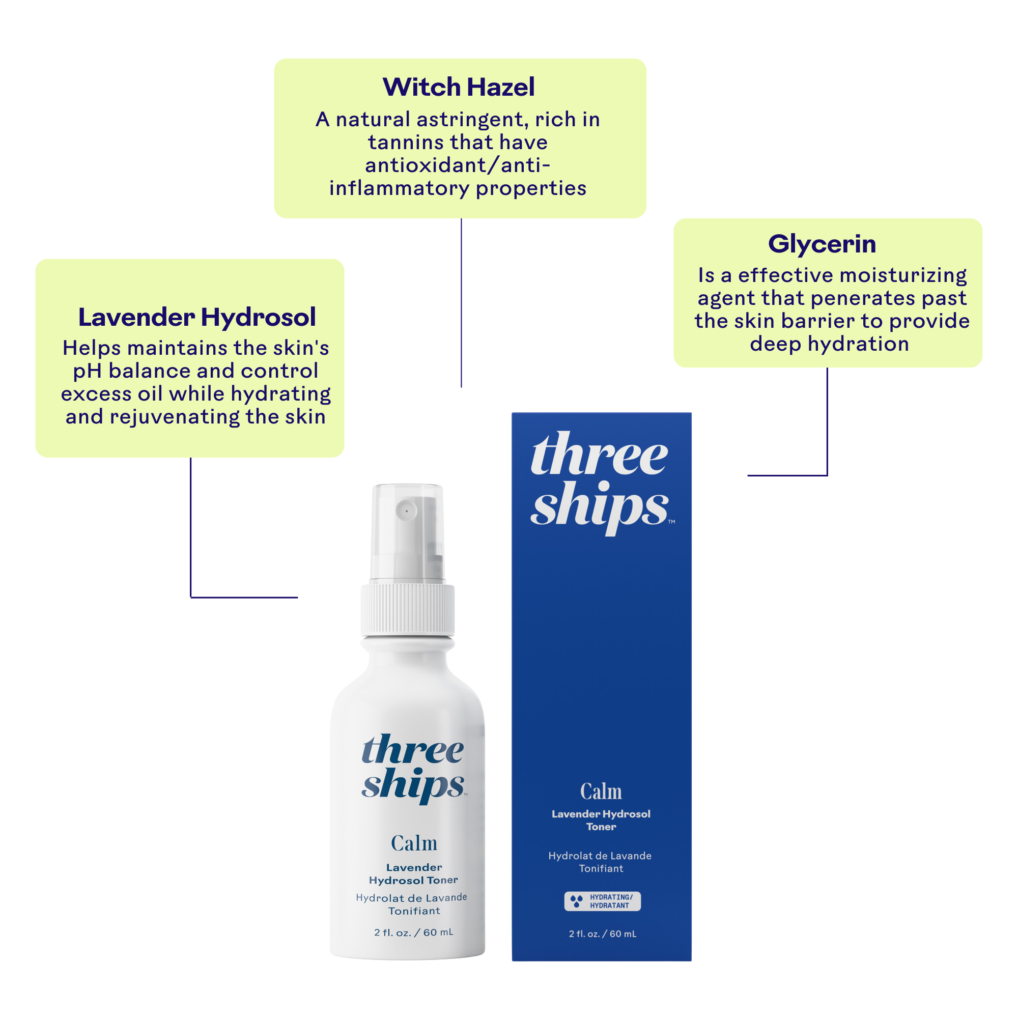 Three Ships - Calm Lavender Hydrosol Toner