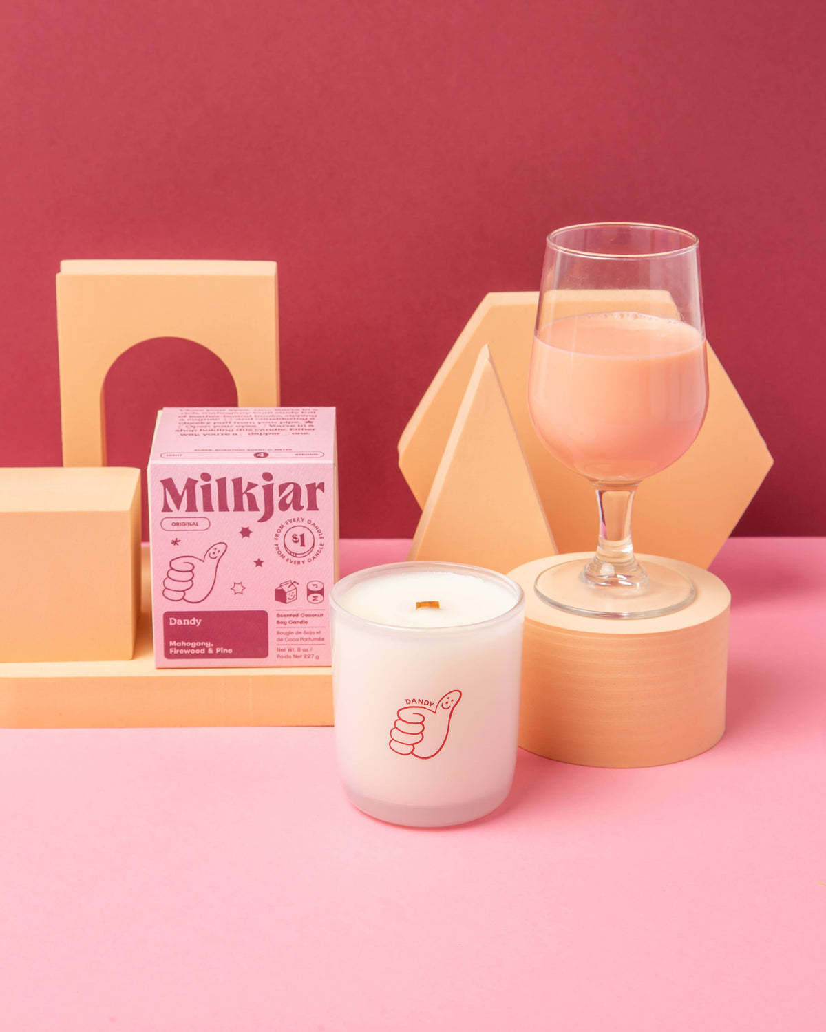 Milk Jar Candle Co. - Dandy - Mahogany, Firewood & Pine Coconut Soy 8oz Candle
