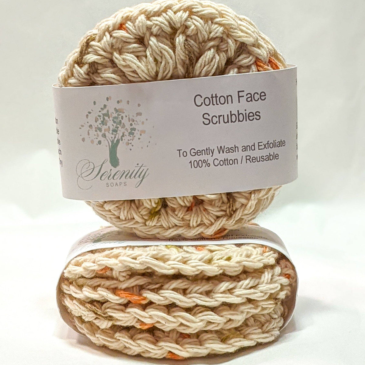 Serenity Soaps - Cotton Face Scrubbies: Natural