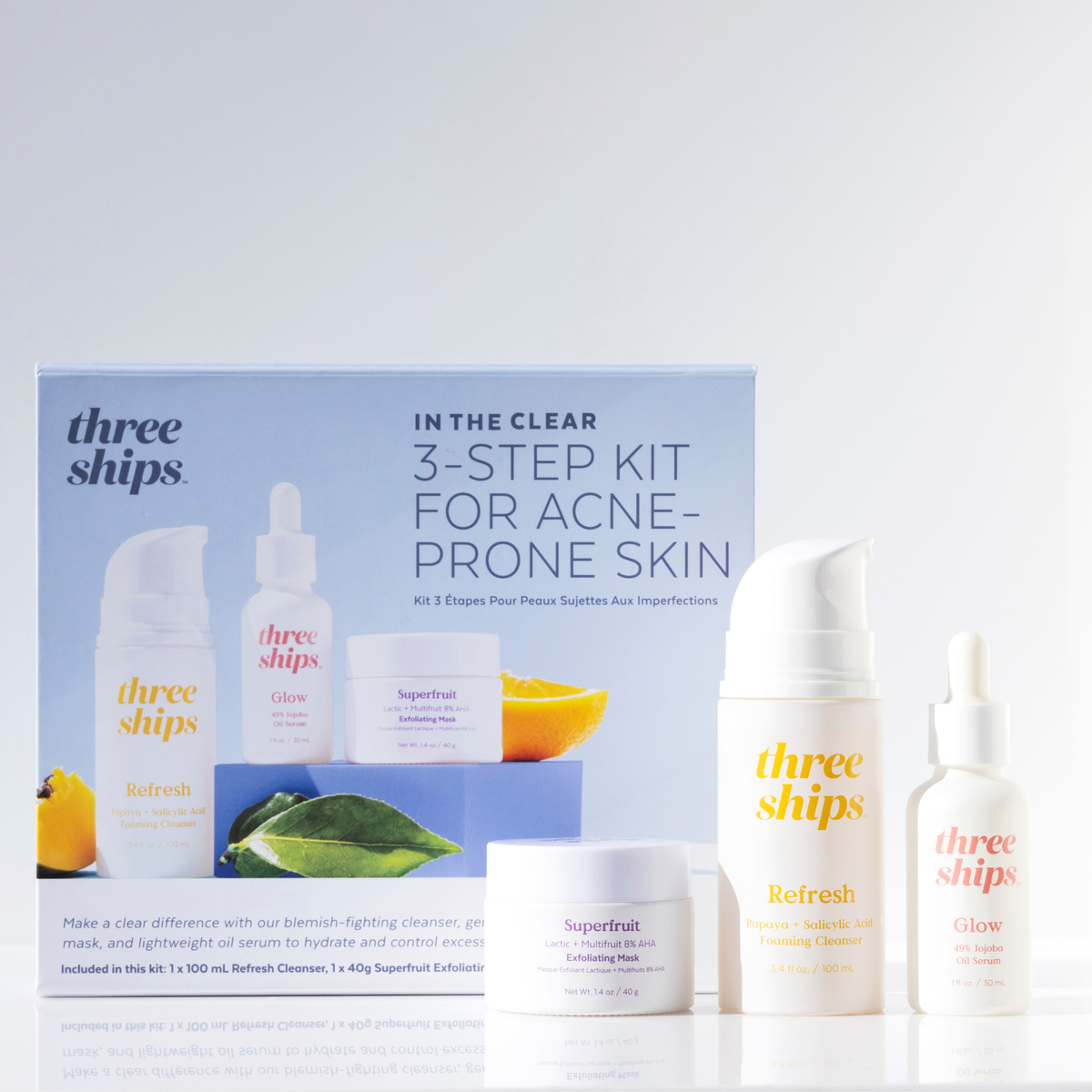 Three Ships - In The Clear 3-Step Kit for Blemish-Prone Skin (3 full-size)